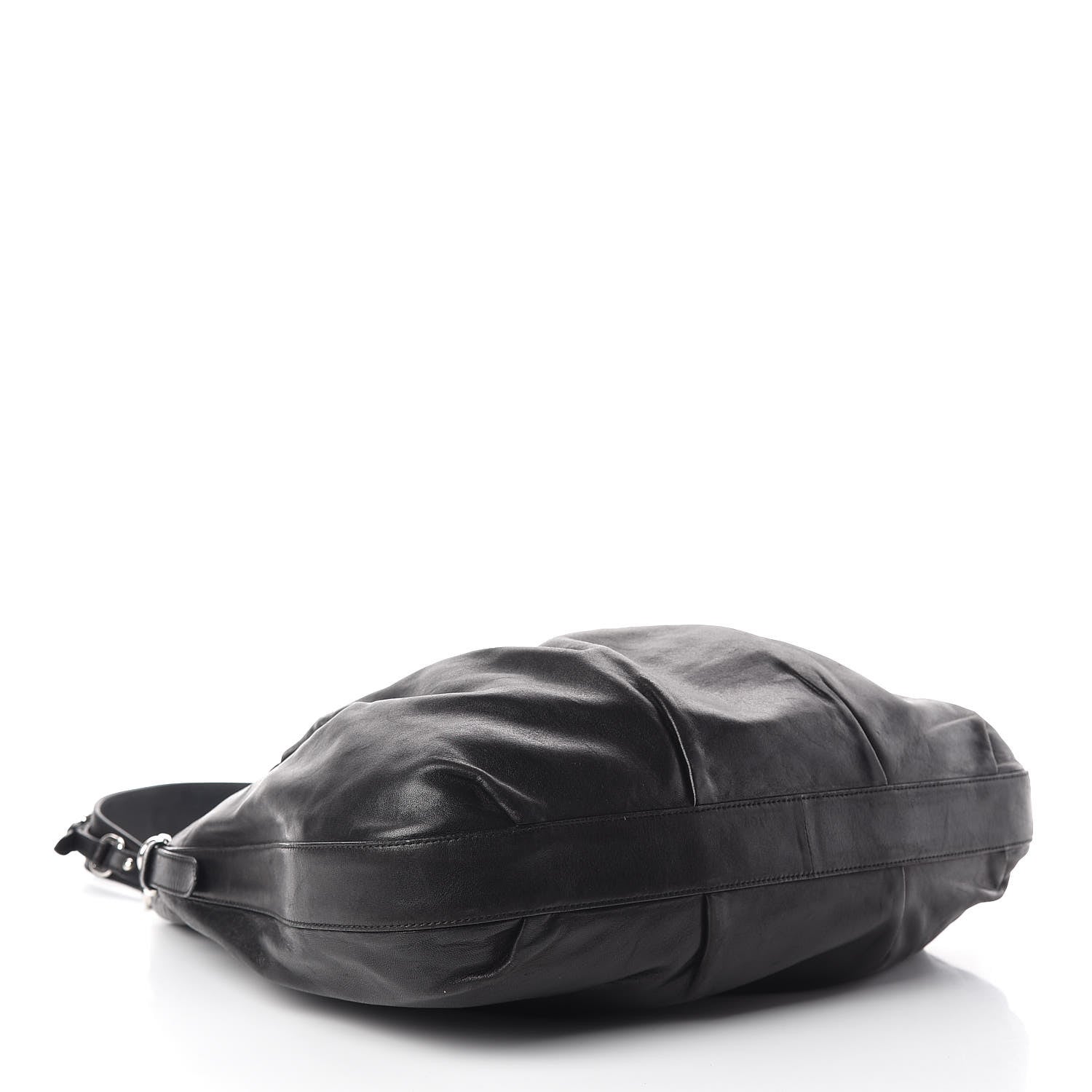 Prada Soft Calf Pleated Hobo Black 4 of 11