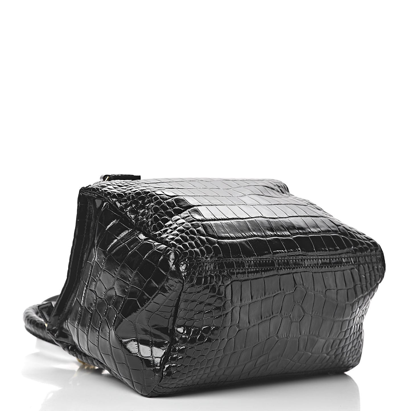Calfskin Crocodile Embossed Small Pandora Black