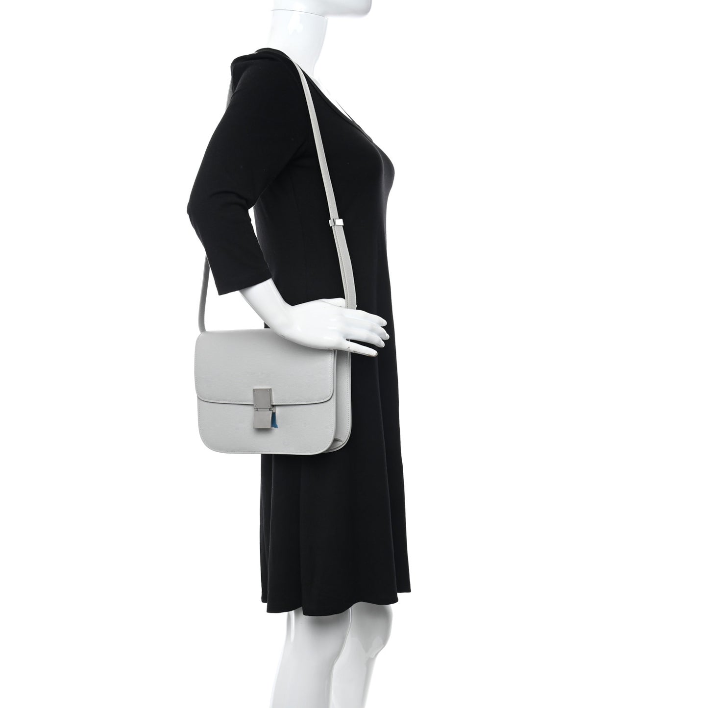 Liege Calfskin Medium Classic Box Flap Bag Pale Grey
