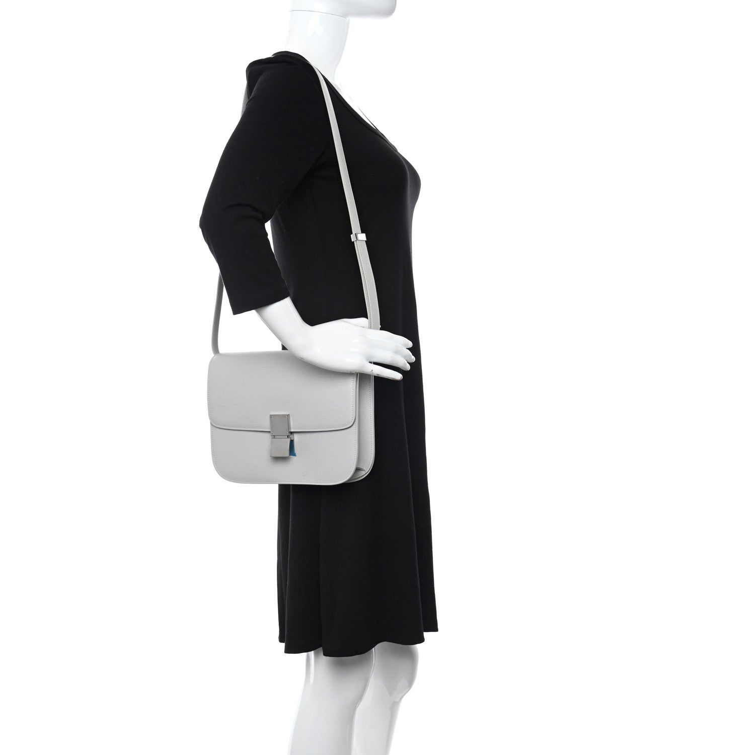 Celine Liege Calfskin Medium Classic Box Flap Bag Pale Grey 2 of 9