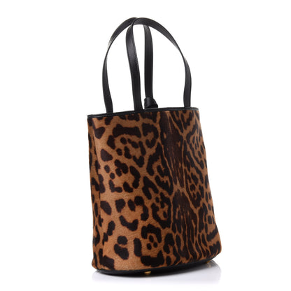 Saint Laurent Goatskin Pony Hair Leopard Print Bucket Bag Black 2 of 9