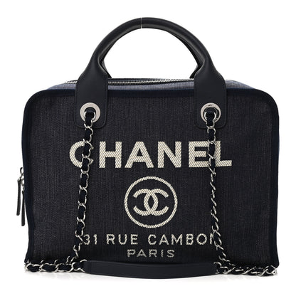 Chanel Denim Deauville Bowling Bag Dark Blue 1 of 9