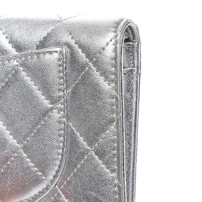 Chanel Metallic Calfskin Quilted Yen Wallet Dark Silver 10 of 13