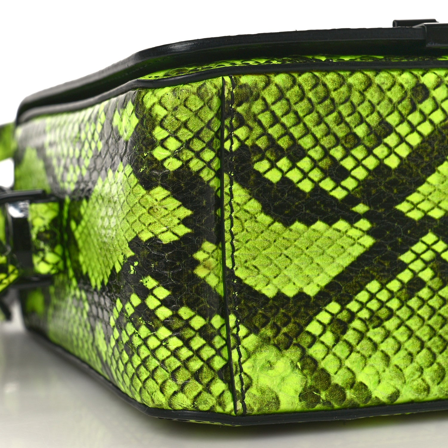 Off-White Calfskin Snakeskin Printed Diag Binder Flap Bag Yellow Black 7 of 8