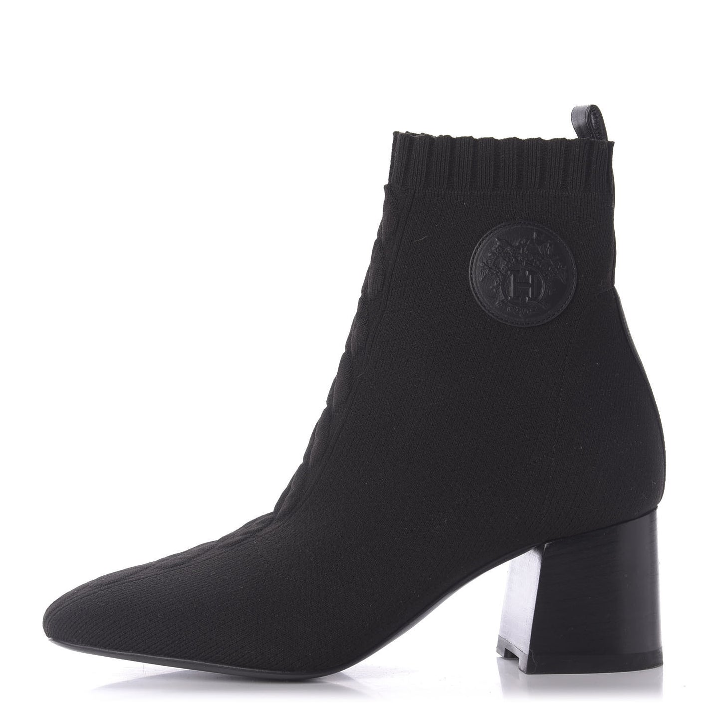 Knit Calfskin Volver Ankle Boots 37 Black