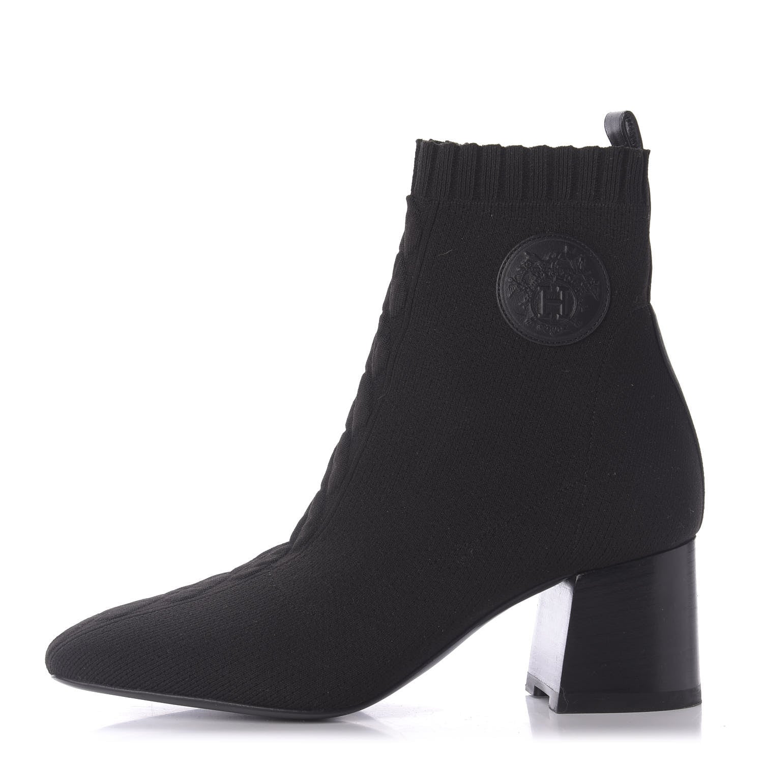 Hermes Knit Calfskin Volver Ankle Boots 37 Black 1 of 10