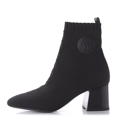 Hermes Knit Calfskin Volver Ankle Boots 37 Black 1 of 10