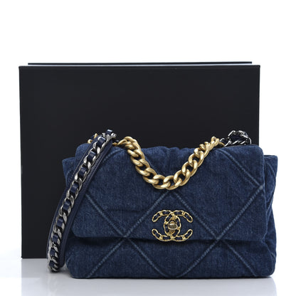 Chanel Denim Quilted Medium 19 Flap Blue 12 of 12