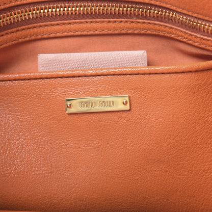 Miu Miu Goatskin Madras Zip Tote Papaya 6 of 10