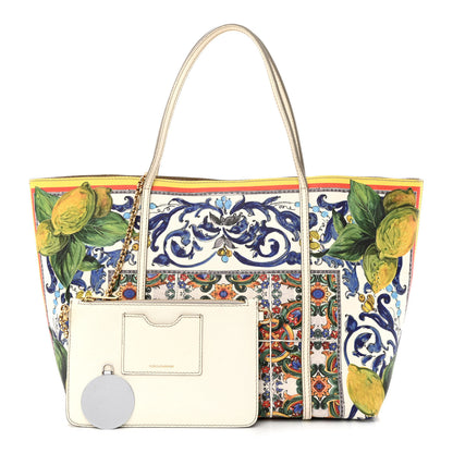 Dolce & Gabbana Dauphine Printed Escape Portofino Tote White Multicolor 1 of 19