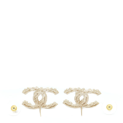 Chanel Crystal CC Camellia Earrings Gold 3 of 6