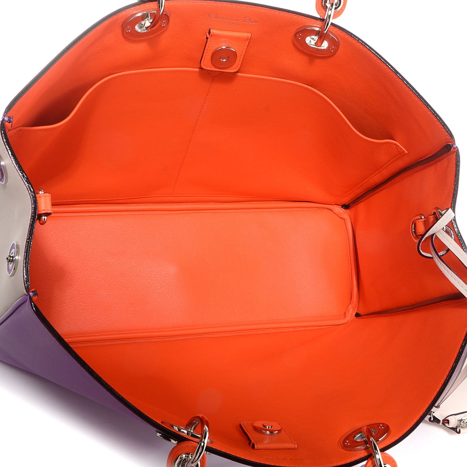 Christian Dior Smooth Calfskin Tri-Color Large Diorissimo Tote Parme Sand 8 of 11