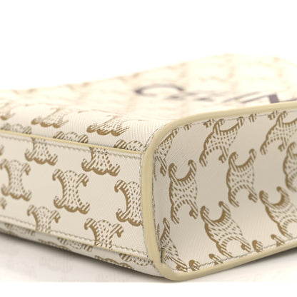 Celine Triomphe Canvas Calfskin Mini Vertical Cabas White 9 of 9