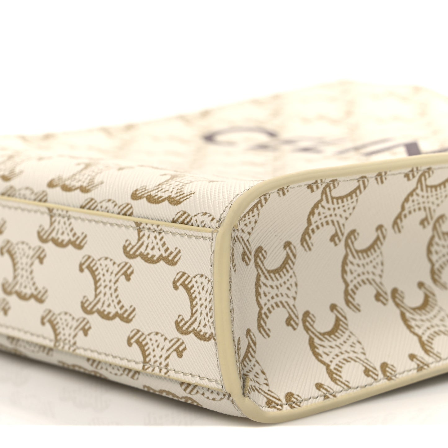 Triomphe Canvas Calfskin Mini Vertical Cabas White