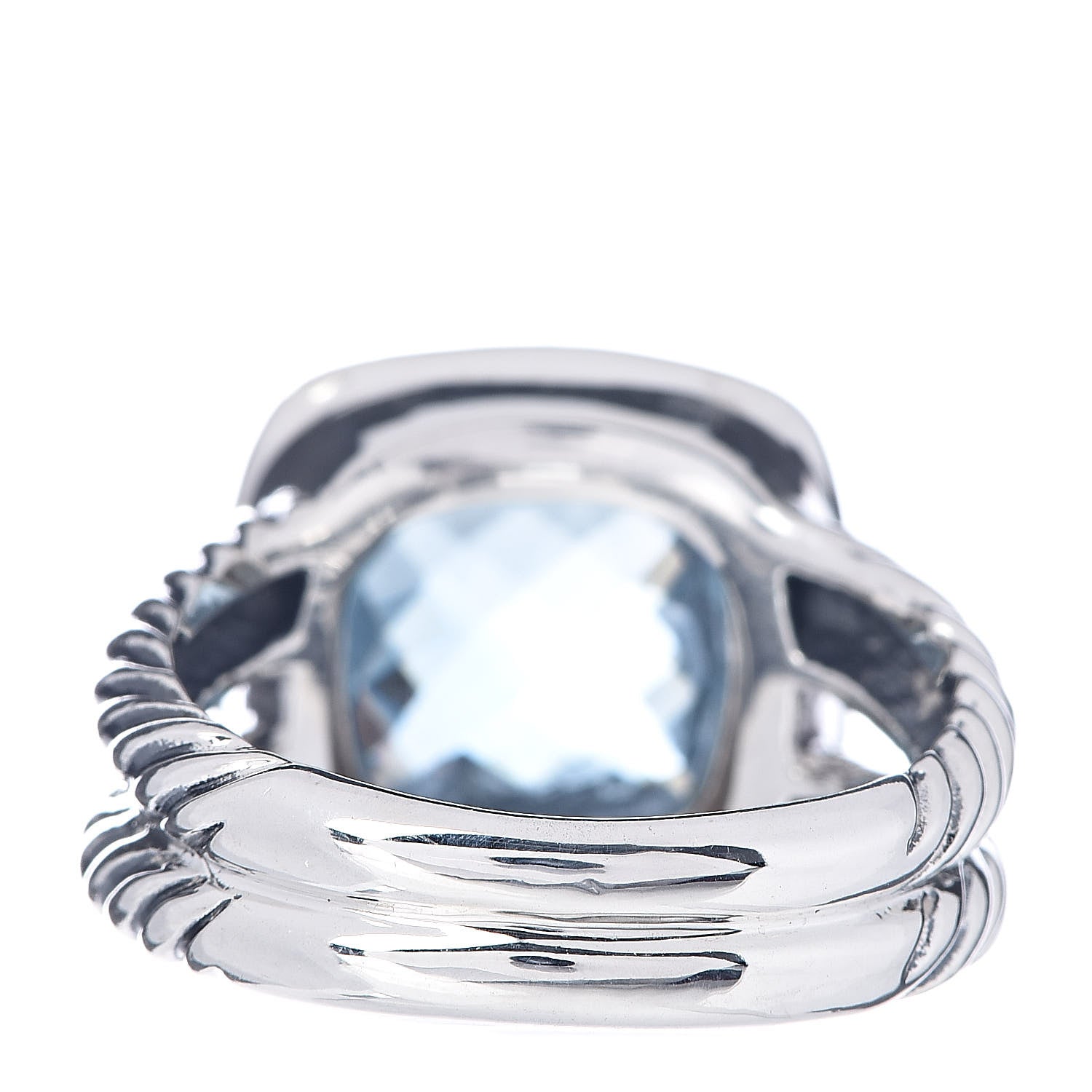 David Yurman Sterling Silver Diamond Blue Topaz 11mm Albion Ring 57 8 4 of 5