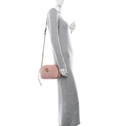 Gucci Calfskin Matelasse Small GG Marmont Chain Shoulder Bag Perfect Pink 2 of 14