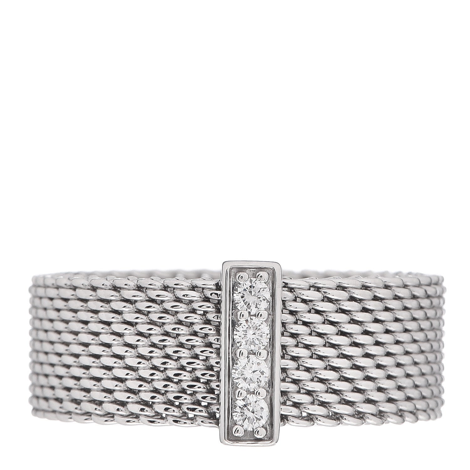 Tiffany Sterling Silver Diamond Somerset Mesh Ring 52 6 1 of 5