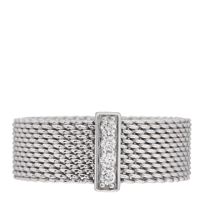 Tiffany Sterling Silver Diamond Somerset Mesh Ring 52 6 1 of 5