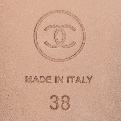 Chanel Felt Pearl Flat Sandals 38 Black 6 of 8