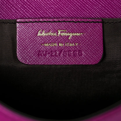 Salvatore Ferragamo Hammered Calfskin Vara Chain Flap Crossbody Purple 6 of 14