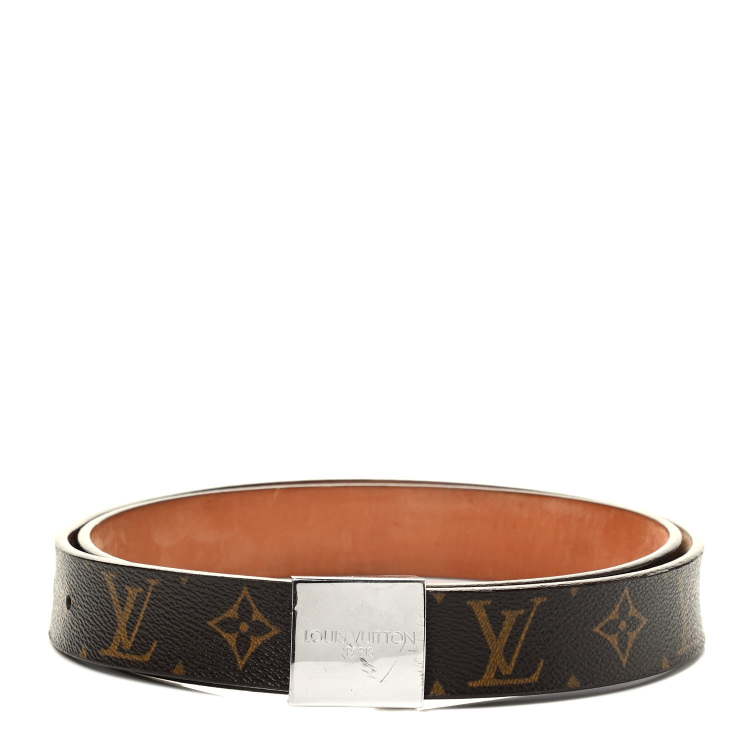 Louis Vuitton Monogram Ceinture Belt Silver Buckle 100 40 1 of 7