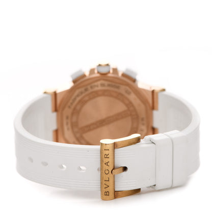 Bulgari Ceramic 18K Rose Gold Diamond Mother of Pearl 37mm Diagono Chronograph Automatic Watch 3 of 7