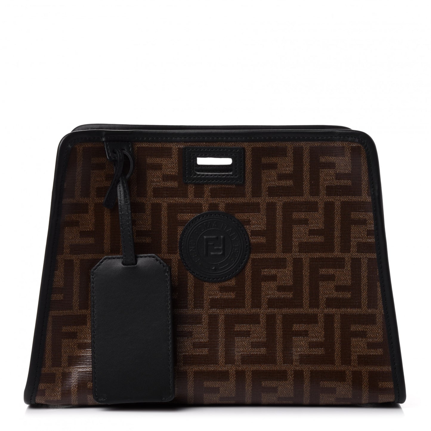 Glazed Fabric Vitello Century FF 1974 Stamp Patch Mini Peekaboo Defender Cover Mogano Panna Black