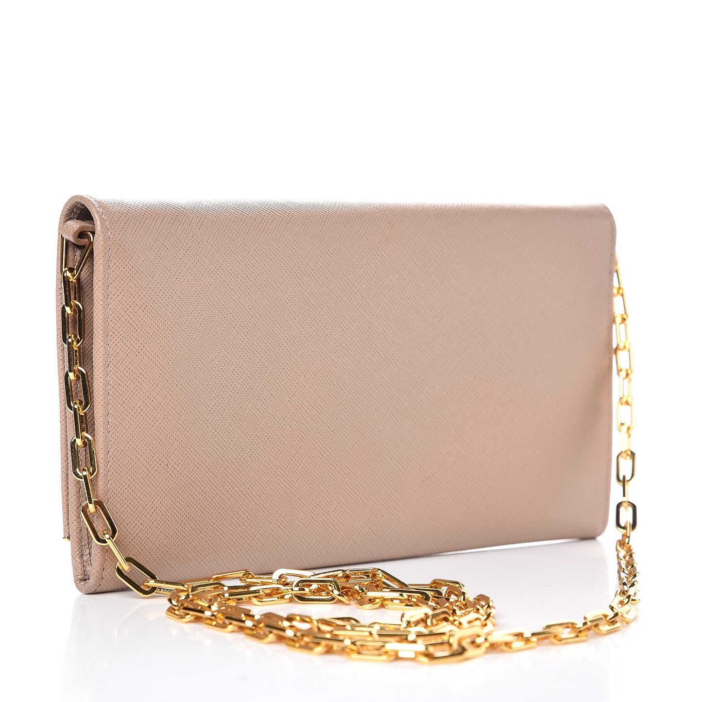 Saffiano Metal Bar Chain Wallet Cammeo
