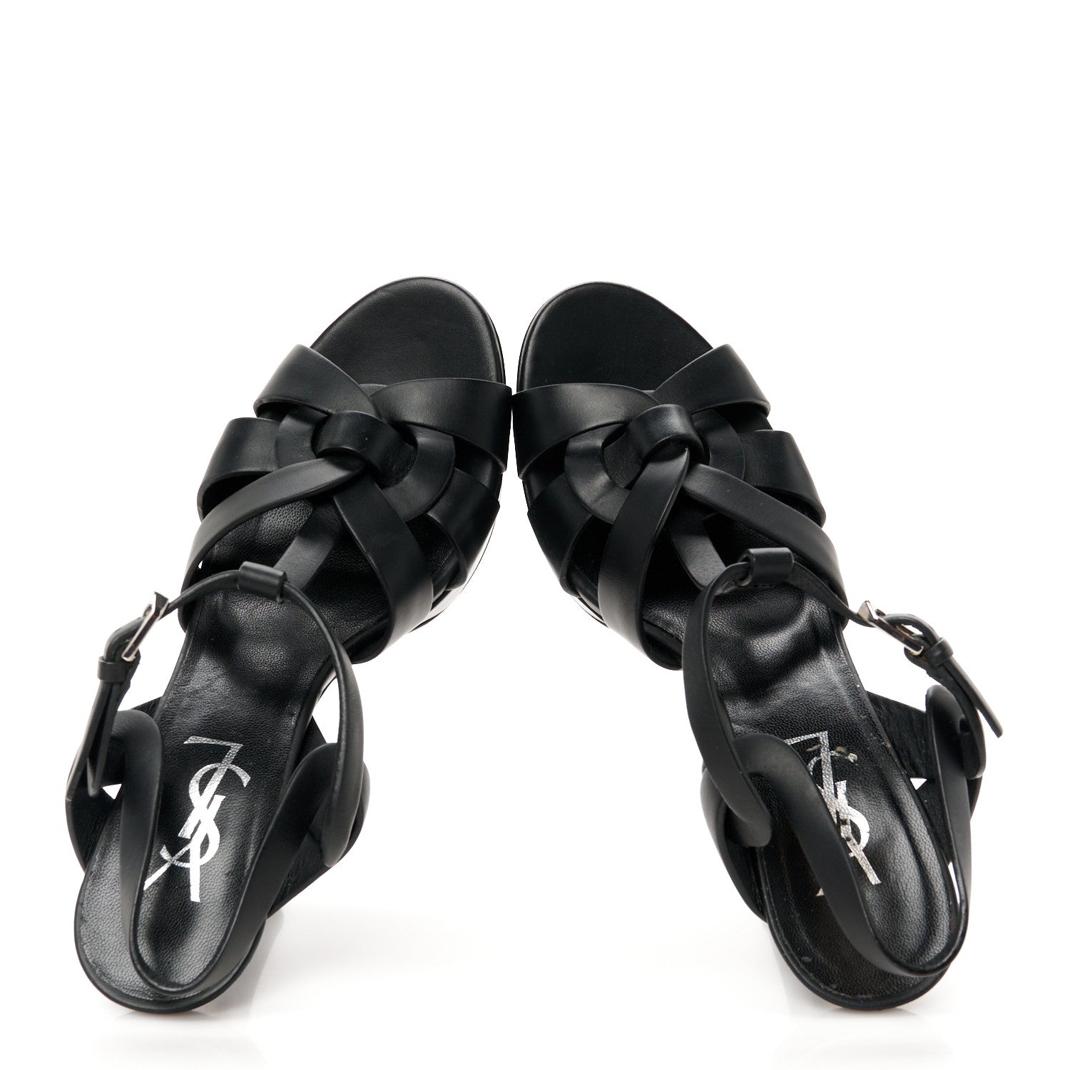 Saint Laurent Calfskin Tribute 75 Platform Sandals 36 Black 2 of 9