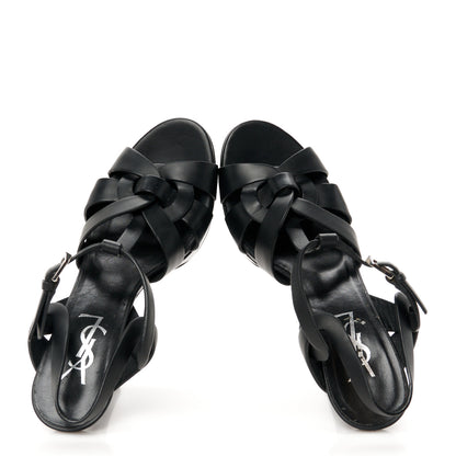 Saint Laurent Calfskin Tribute 75 Platform Sandals 36 Black 2 of 9