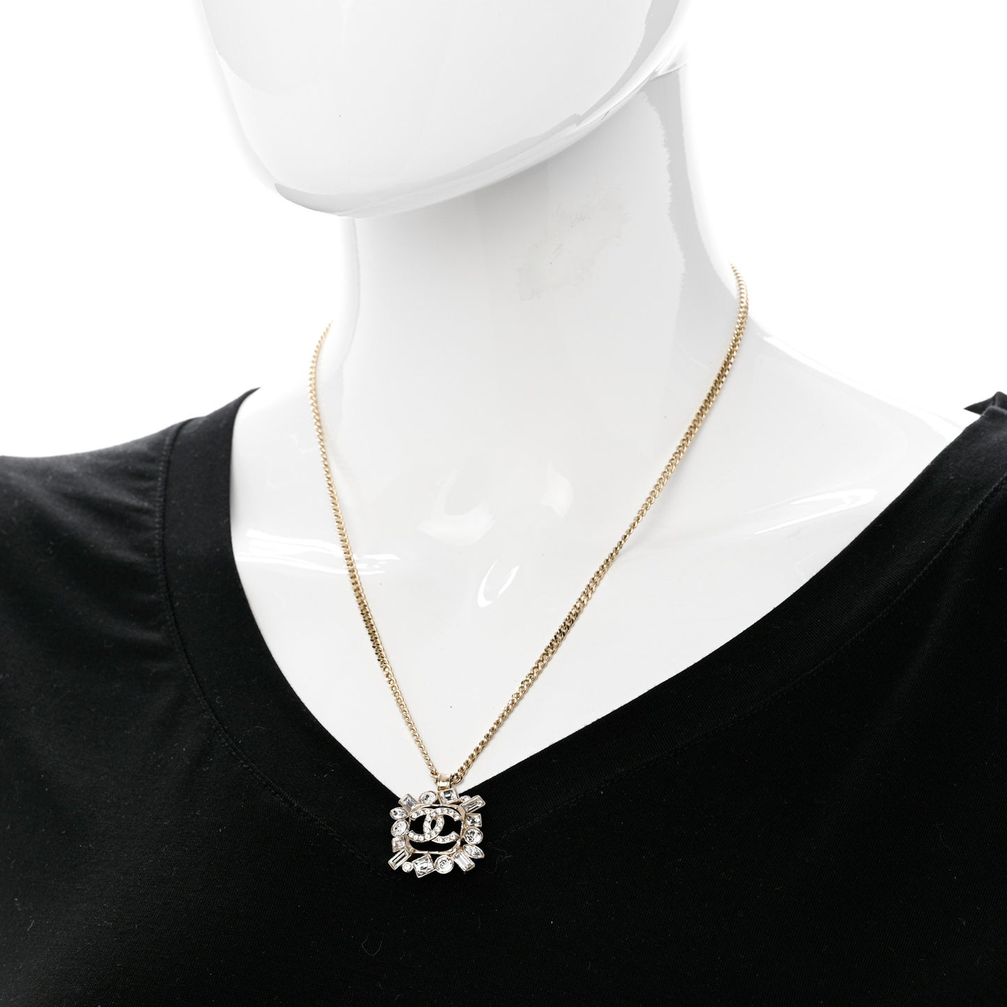Crystal Baguette CC Necklace Gold