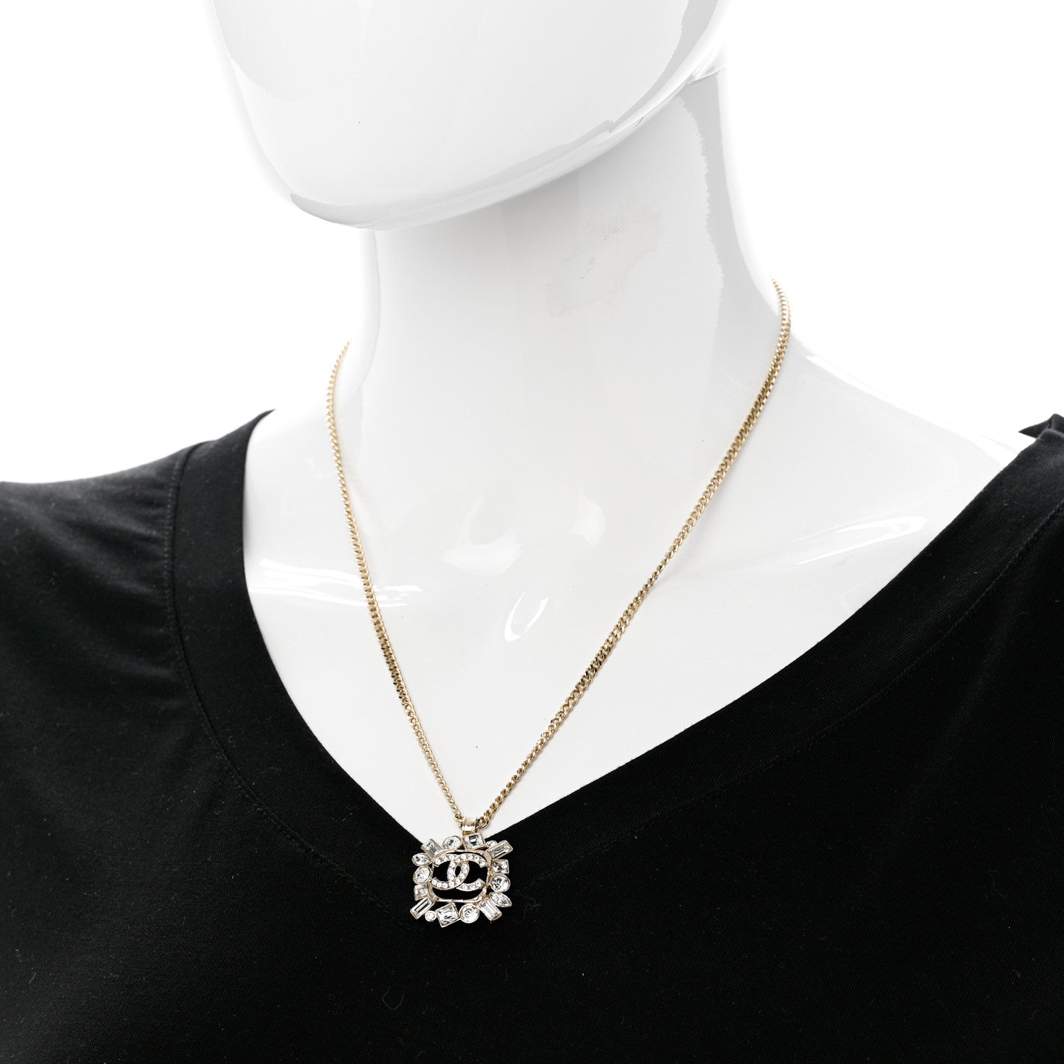 Chanel Crystal Baguette CC Necklace Gold 2 of 6
