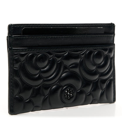 Chanel Lambskin Camellia Embossed Card Holder So Black 3 of 11