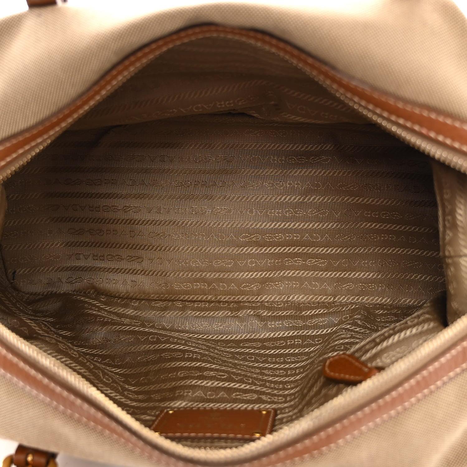 Prada Jacquard Logo Tote Brown 5 of 15