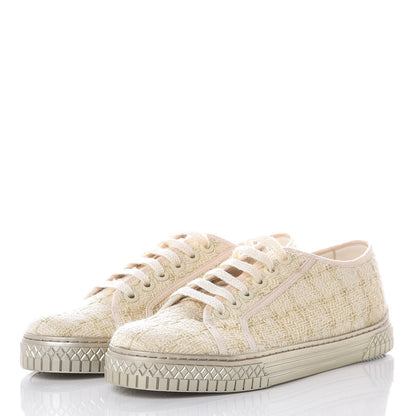 Chanel Tweed Sneakers 37 Beige Gold 3 of 7