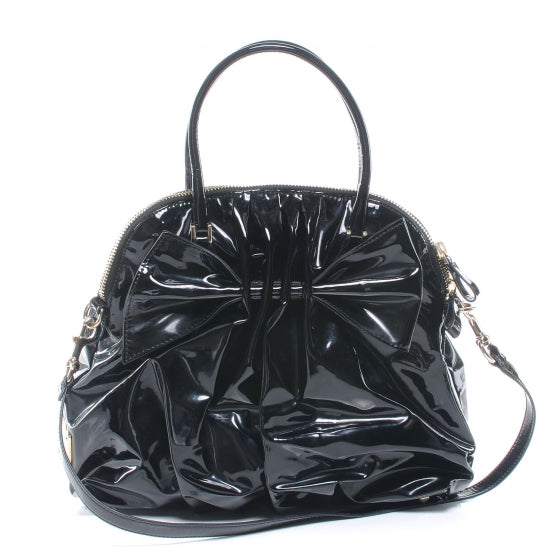 Valentino Garavani Patent Lacca Bon Bon Dome Bow Tote Black 1 of 7