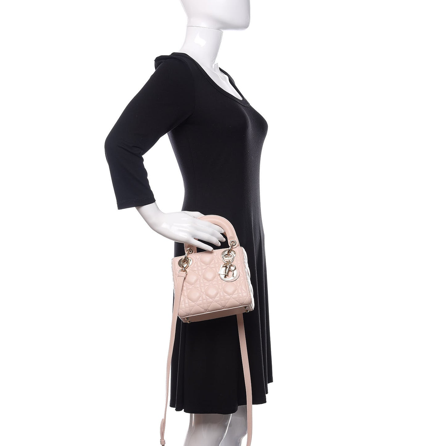 Lambskin Cannage Mini Lady Dior Rose Poudre