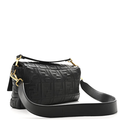 Fendi Nappa FF 1974 Embossed Large Baguette Black 3 of 17