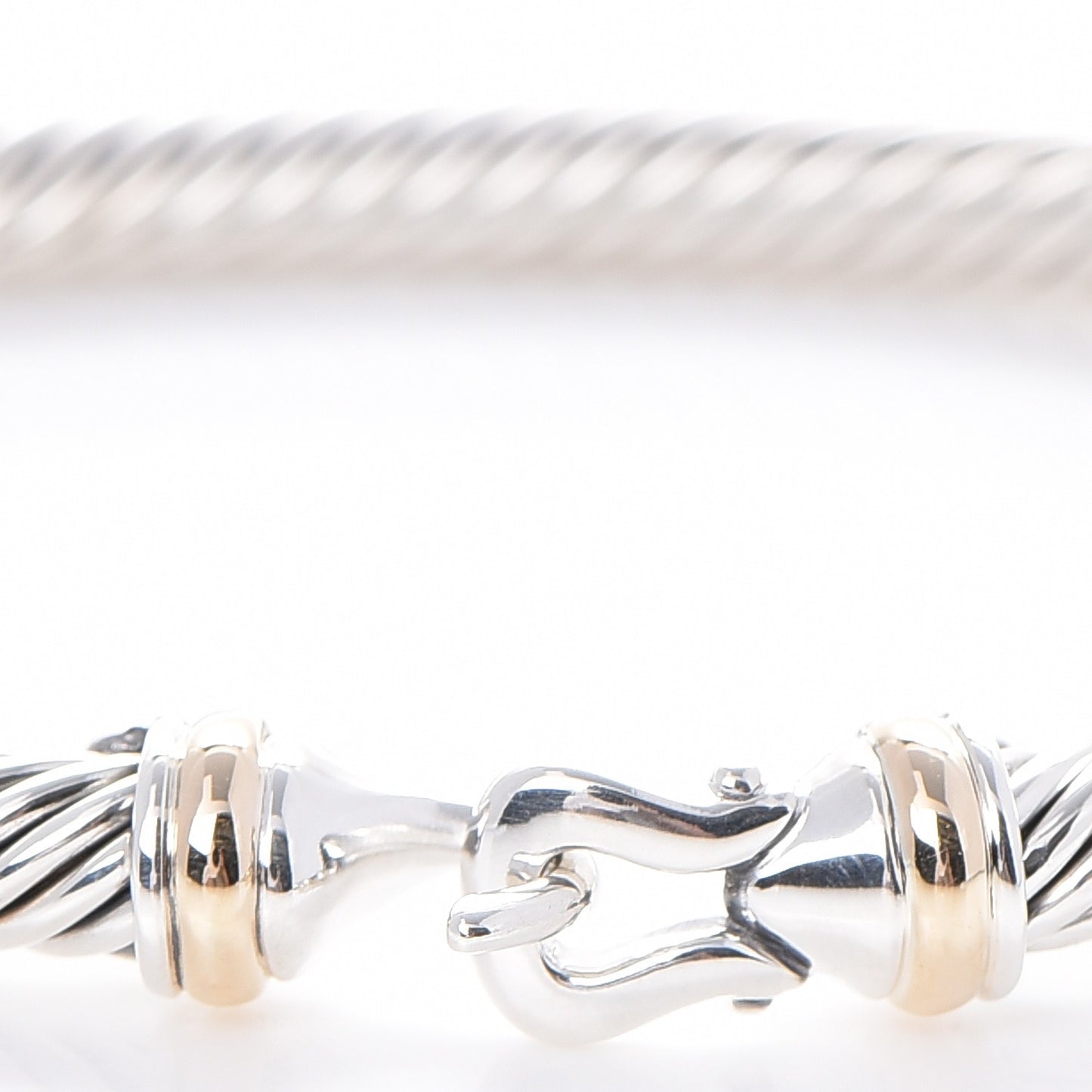 Sterling Silver 18K Yellow Gold 5mm Cable Classic Buckle Bracelet