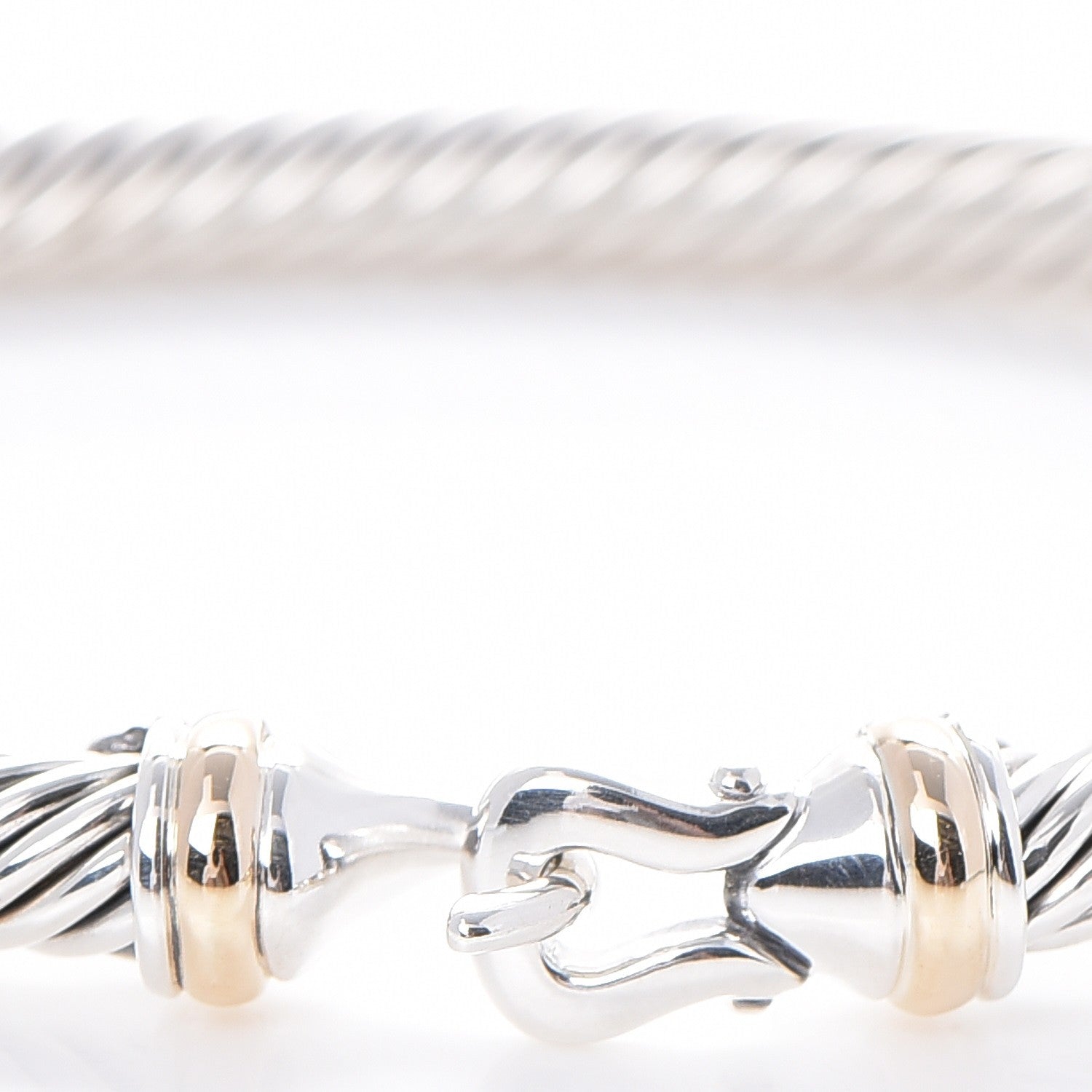 David Yurman Sterling Silver 18K Yellow Gold 5mm Cable Classic Buckle Bracelet 5 of 5