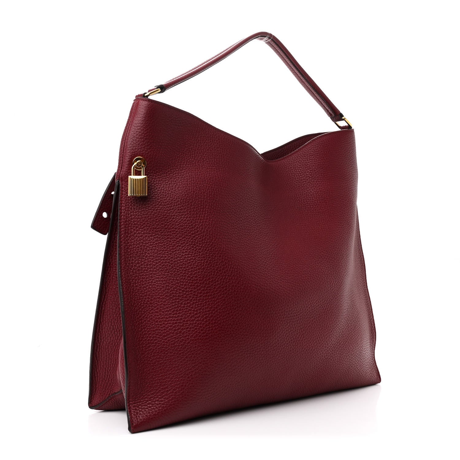 Tom Ford Pebbled Calfskin Large Alix Padlock Zip Hobo Bag