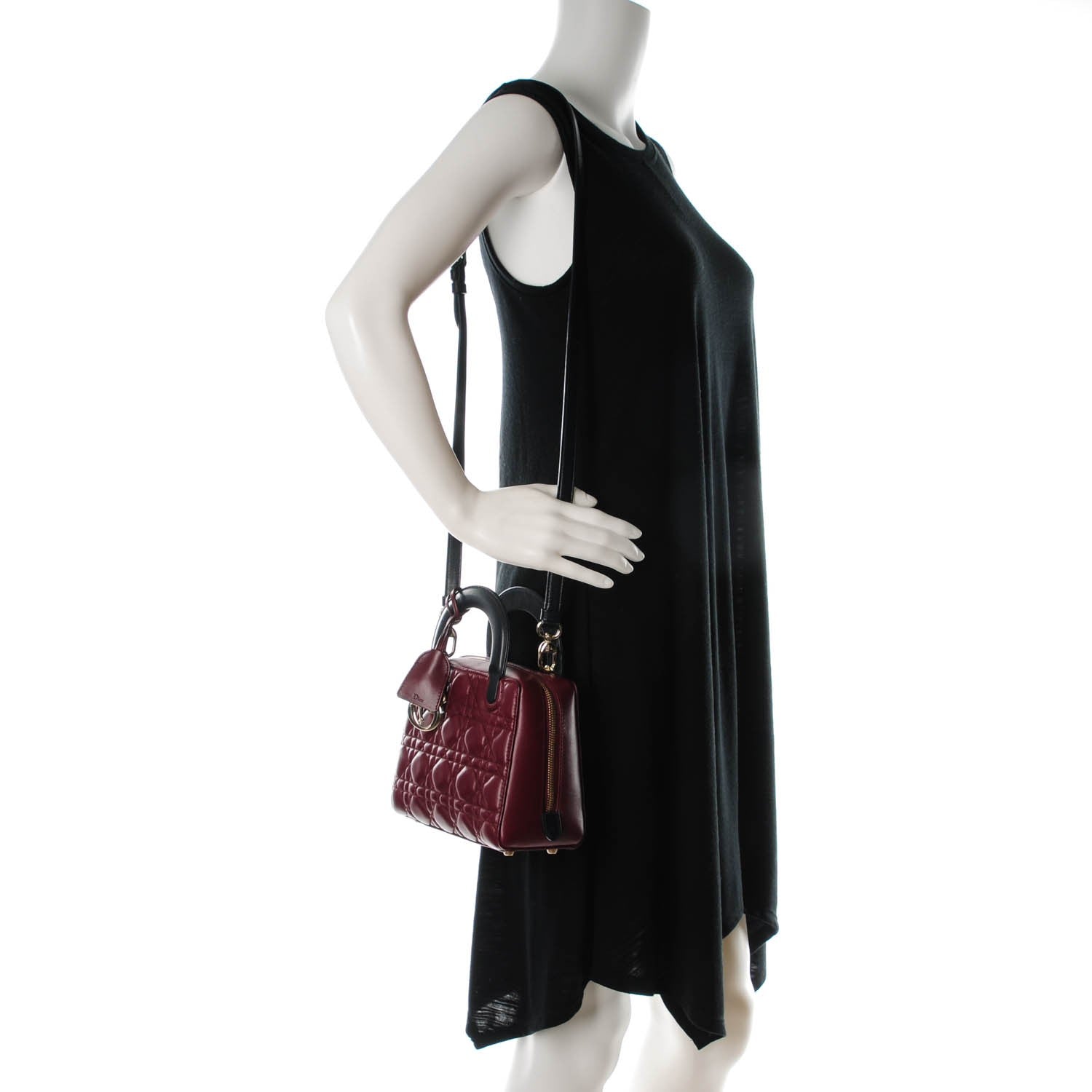 Christian Dior Lambskin Cannage Lily Tote Red Sapphire Blue 2 of 7