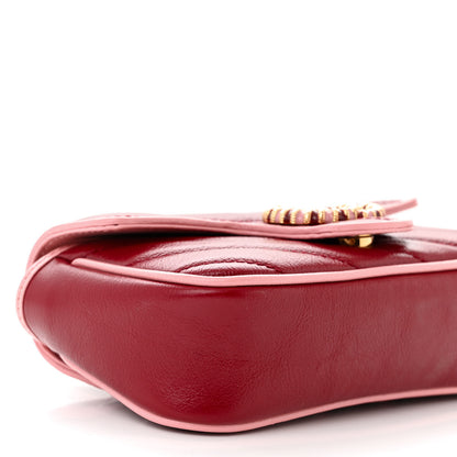 Gucci Azalea Calfskin Enamel Matelasse Diagonal Super Mini Torchon GG Marmont Shoulder Bag New Cherry Red Wild Rose 9 of 10