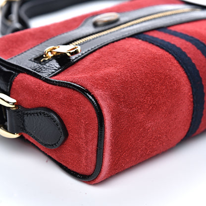 Gucci Suede Patent Web Mini Ophidia Shoulder Bag Red 8 of 11