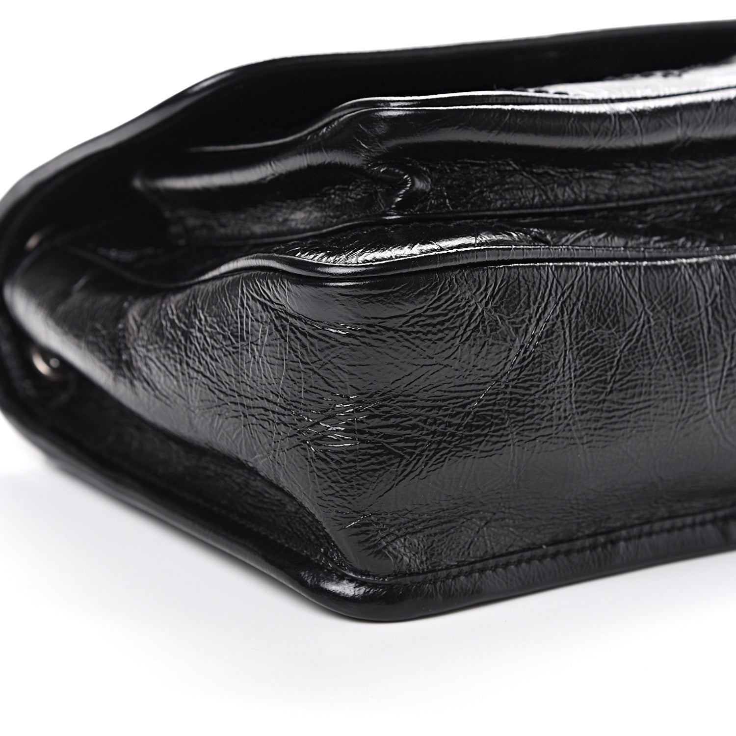 Saint Laurent Crinkled Calfskin Matelasse Monogram Baby Niki Chain Satchel Black 8 of 9