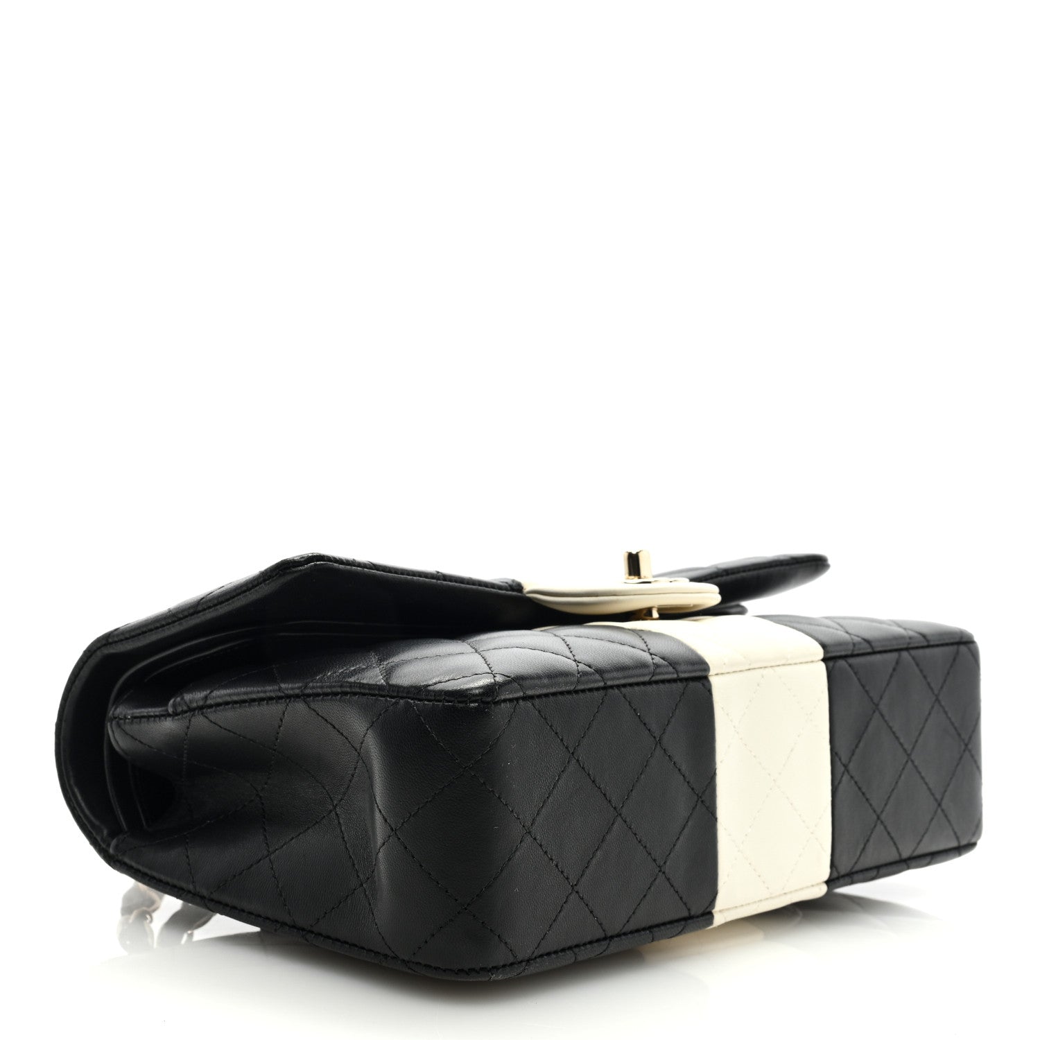 Chanel Lambskin Quilted Medium Double Flap Black White 4 of 9