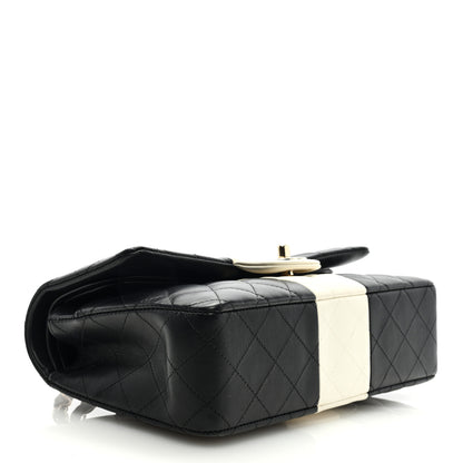 Chanel Lambskin Quilted Medium Double Flap Black White 4 of 9