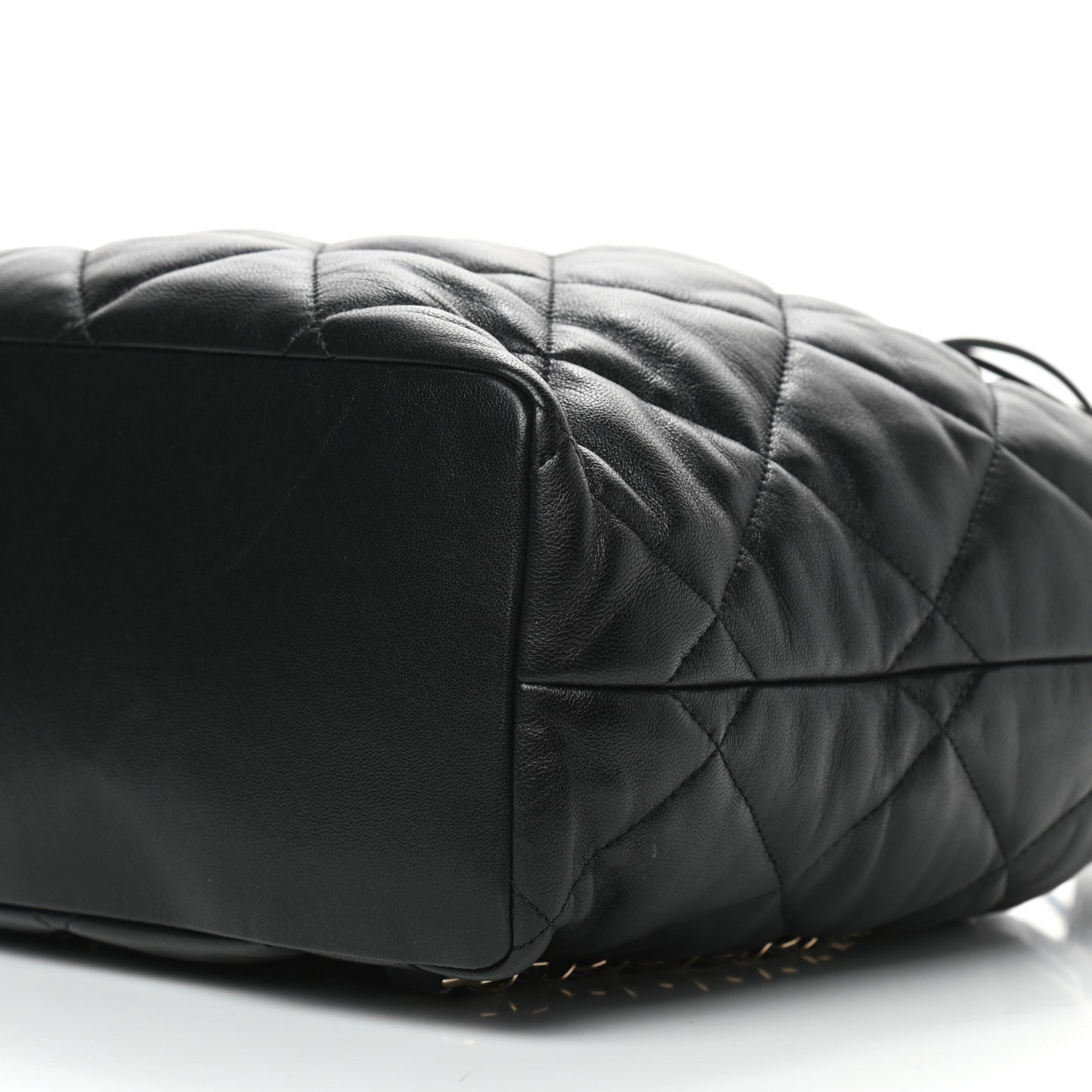 Lambskin Quilted Drawstring Backpack Black