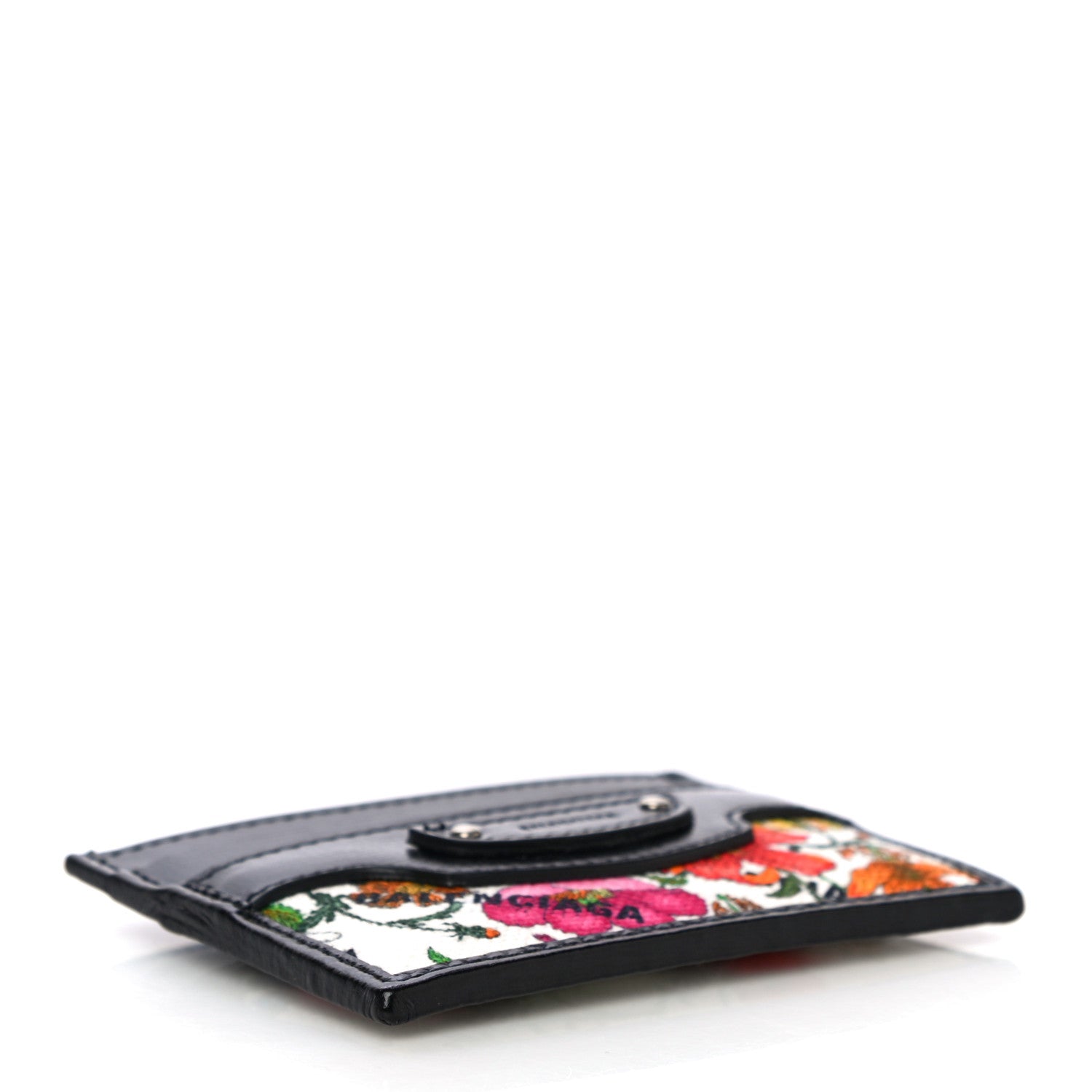 Balenciaga X GUCCI Canvas Azalea Calfskin Flora Logo Print Neo Classic Card Holder White Multicolor Black 4 of 10