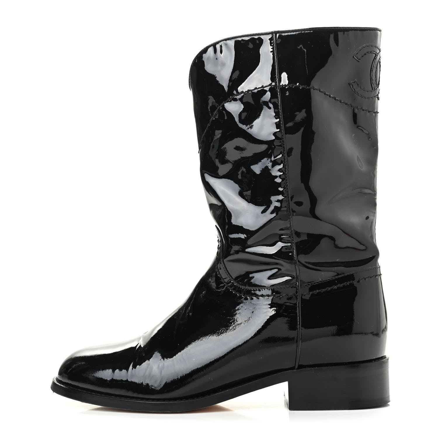 Chanel Patent Ascot High CC Boots 37 Black 1 of 11